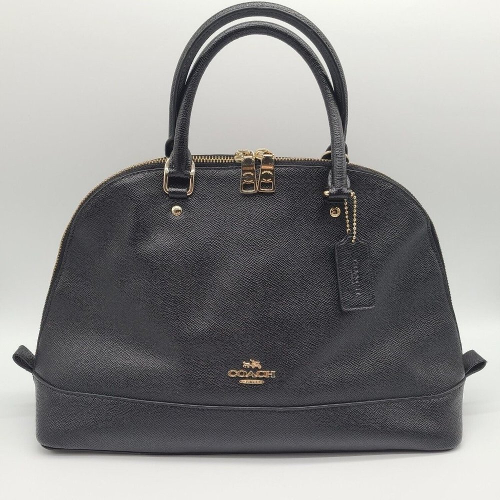 Coach Sierra Large Domed Satchel Black Crossgrain Leather Handbag Purse